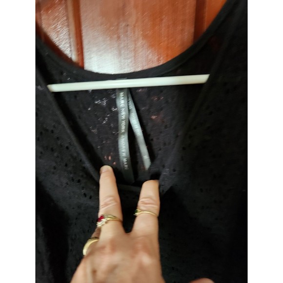 Andrew Marc Knit Tank Dress Black Size Small Summer Open Weave Knee Length - Picture 4 of 5